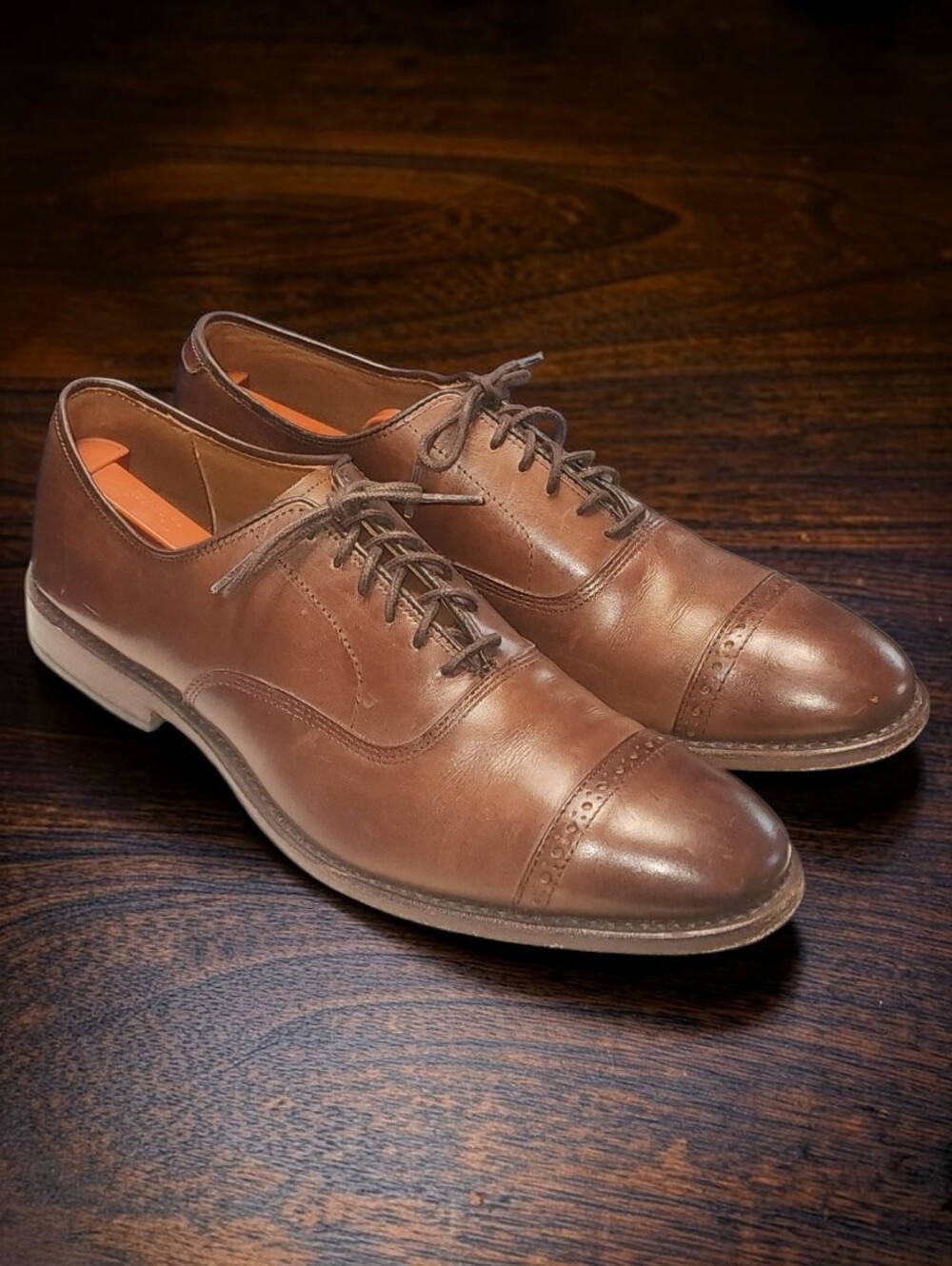 Men Vintage Leather Brown Oxfords By Allen Edmonds Size 10.5 D